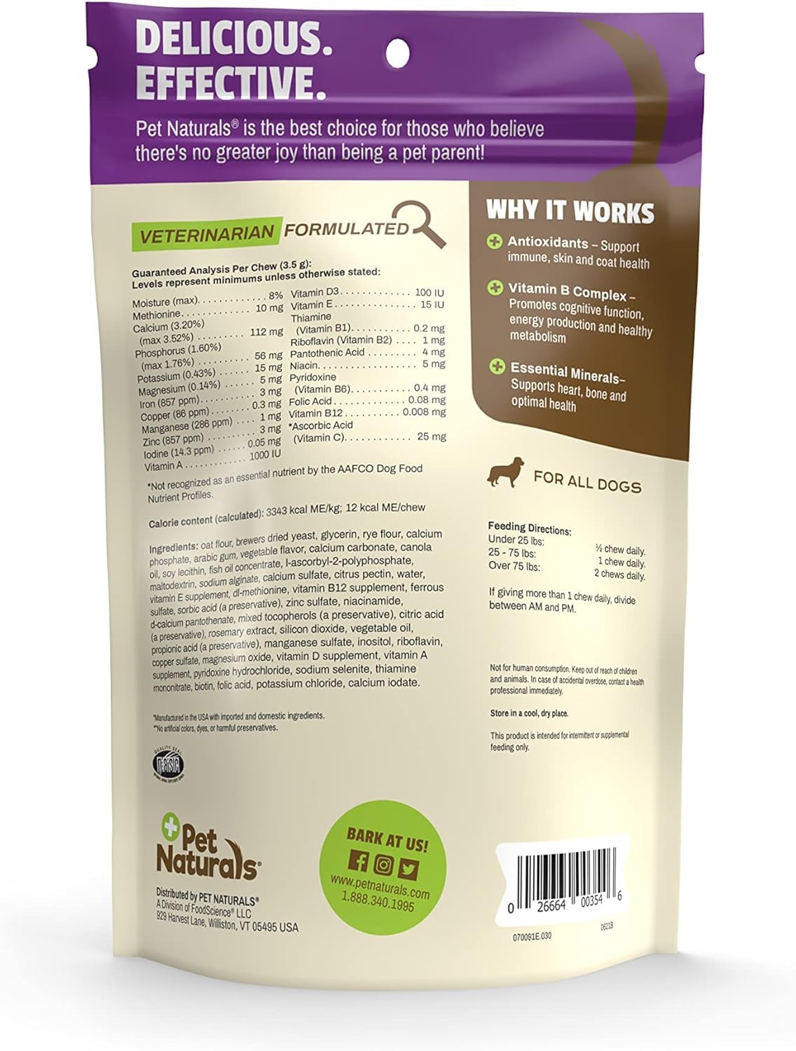 Pet Naturals Daily Multi Vitaminas para Perros, Apoyo Nutricional Completo para Su Salud