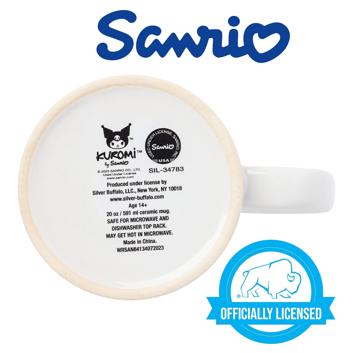 Silver Buffalo Sanrio Hello Kitty and Friends Kuromi Poses Taza de cerámica, 20 onzas