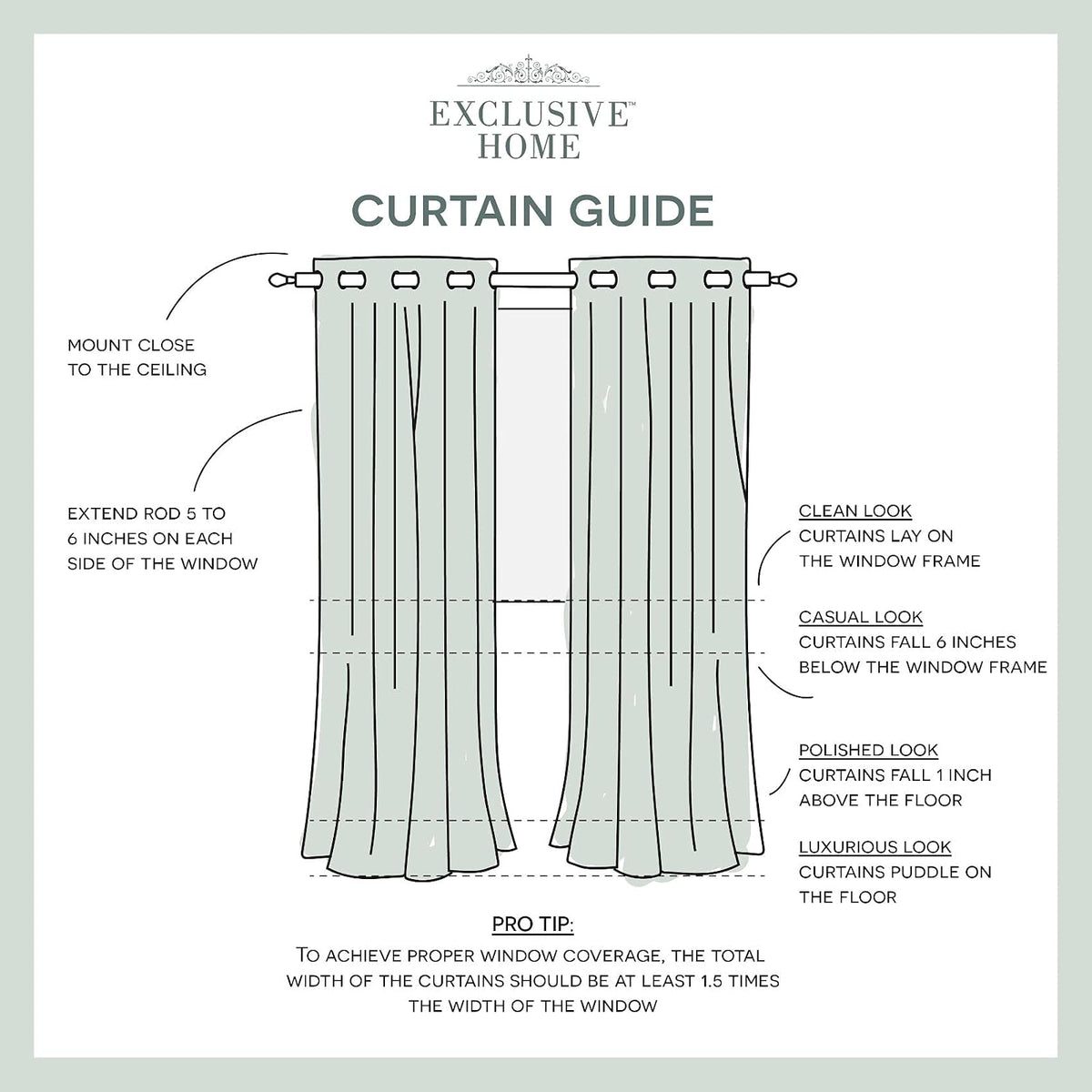 Exclusive Home Cortinas Delano Panel Par, Seafoam, 1.37 m x 2.13 m, 1, 1