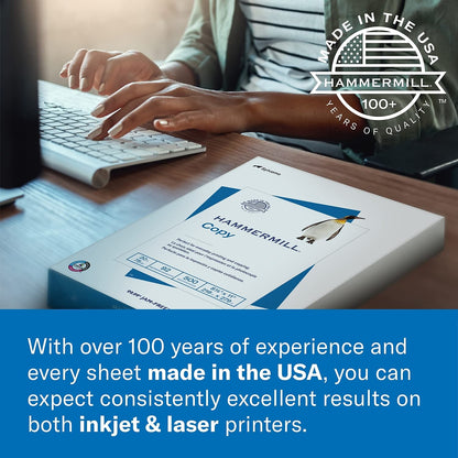 Hammermill - Papel para impresora (impresión láser de alta calidad, 10,9 kg, 8,5 x 14, 1 resma (500 hojas), 98 brillante, fabricado en los Estados Unidos, 104612