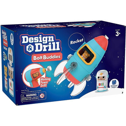 Educational Insights Design & Drill Bolt Buddies Rocket, Juguete para desarrollar Habilidades motrices Finas y Aprender CTIM, Taladro de Juguete Perfecto para Mayores de 3 años