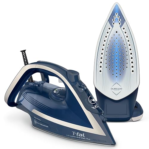 T-fal Plancha de Vapor Ultragliss Anti-Calc Plus FV6843X0 | Suela Durilium Airglide, golpe de vapor de 180 g/min, 1800 W, tanque de 270 ml, recolector de calcio extraíble