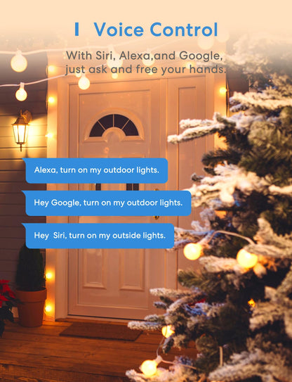 meross Outdoor Smart Plug Compatible with Apple HomeKit, Siri, Alexa, Google Assistant and SmartThings, Waterproof WiFi Outdoor Outlet, Remote & Voice Control, Timer, FCC and ETL Certified