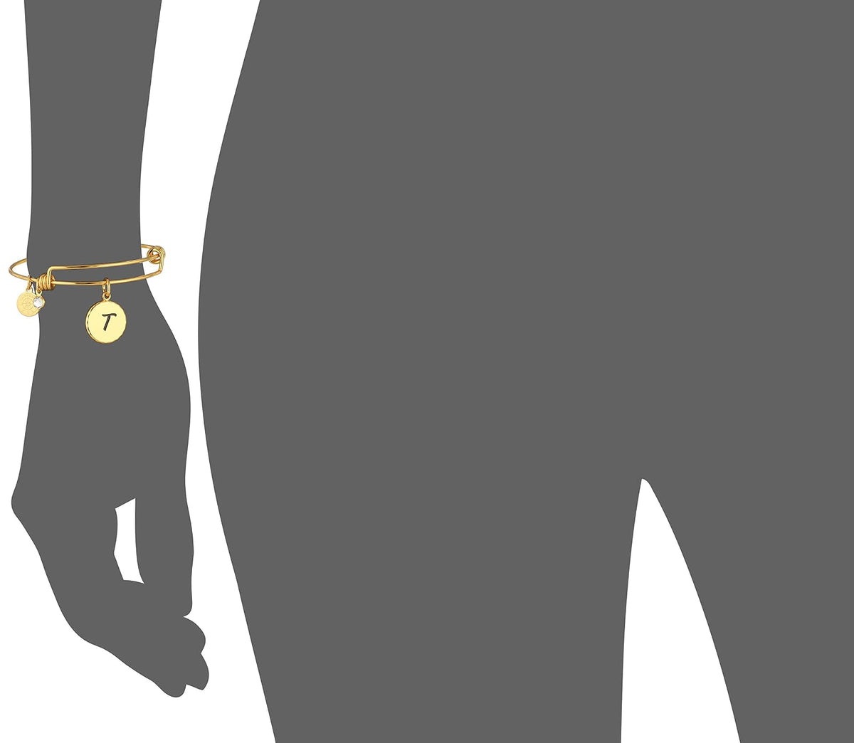 Halos & Glories, Initial T Shiny Gold Bangle Bracelet