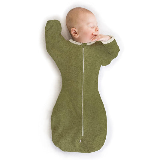 SwaddleDesigns - Saco Envolvente de transición con Brazos hasta Medias Mangas y puños de manopla, Mediano, 3-6 Meses, 14-20 Libras, Tortuga Verde Jaspeado (Manta de Brazos Arriba, Saco de Dormir de