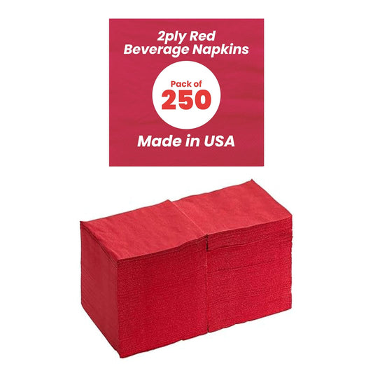 Perfectware - Servilletas de bebidas rojas PW-2 Ply Red Bev-250 de 2 capas, paquete de 250 unidades