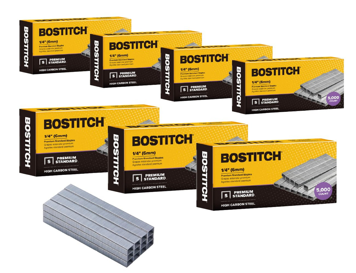 Bostitch Office 35.000 grapas estándar, 1/4 pulgadas de longitud, grapas de tira completa, 210/tira, 5000 por caja, paquete de 7