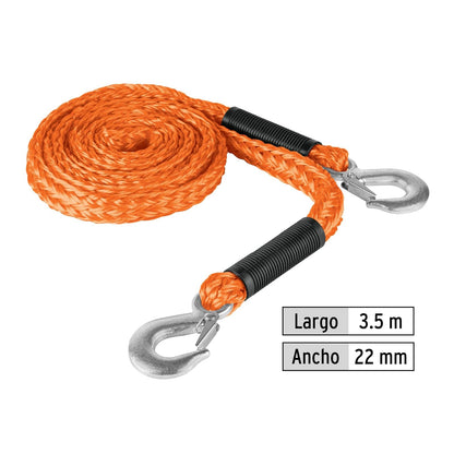 Truper CREM-5/8X35, Cuerda para remolque con ganchos, 5/8" x 3.5m
