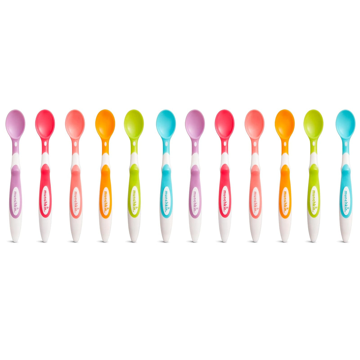 Munchkin - Cucharas para bebés de Punta Suave, Colores Variados, 12 Unidades