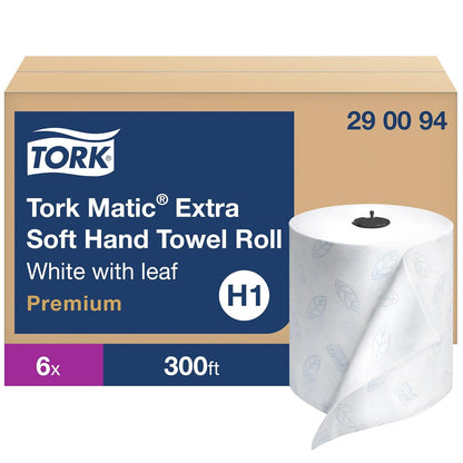 Tork 290094 Premium Extra Soft 2-Ply Hand Roll Towel, White (Pack of 6)