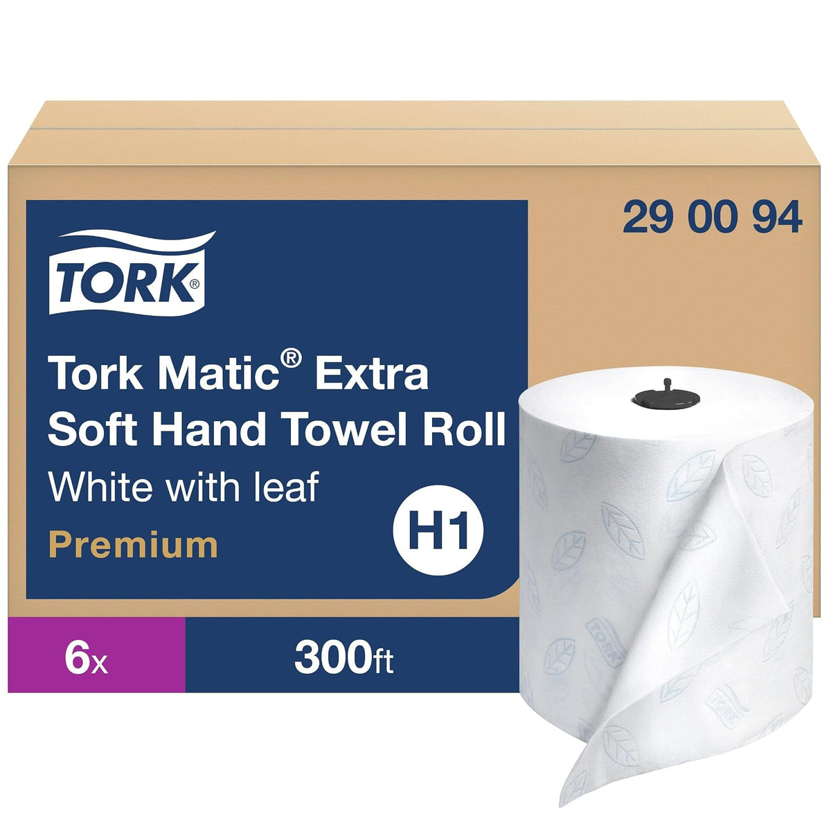 Tork Toalla de Manos en Rollo Premium Extra Suave, Pack de 6 - Blanco - 300 Foot (Pack of 6) - Premium - Toalla de mano