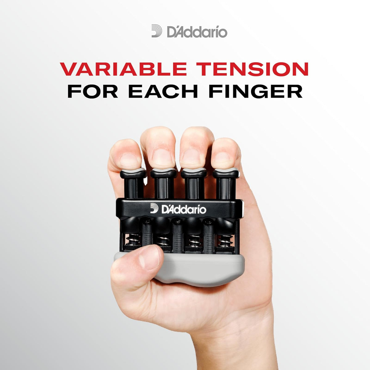 D'Addario Accessories | Ejercitador de mano para instrumentos | Varigrip | Mejora destreza y fuerza en dedos, mano y antebrazo - Ergonómico