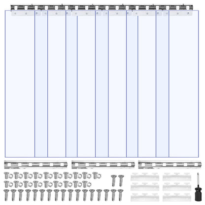 VEVOR Cortina de Tiras 91,5 x 213,4 cm Cortina de Puerta de PVC Transparente 6 Tiras de Plástico Espesor de 2 mm para Puerta de Cámara Frigorífica, Almacén, Refrigerador de Supermercado, Garajes