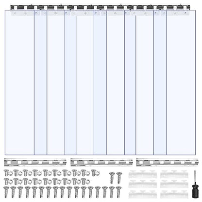 VEVOR Cortina de Tiras Transparente 96,5 x 213,4 cm, Cortina de Puerta de PVC con 6 Tiras de Plástico Espesor de 2 mm, para Puerta de Congelador, Almacén, Refrigerador de Supermercado, Garajes