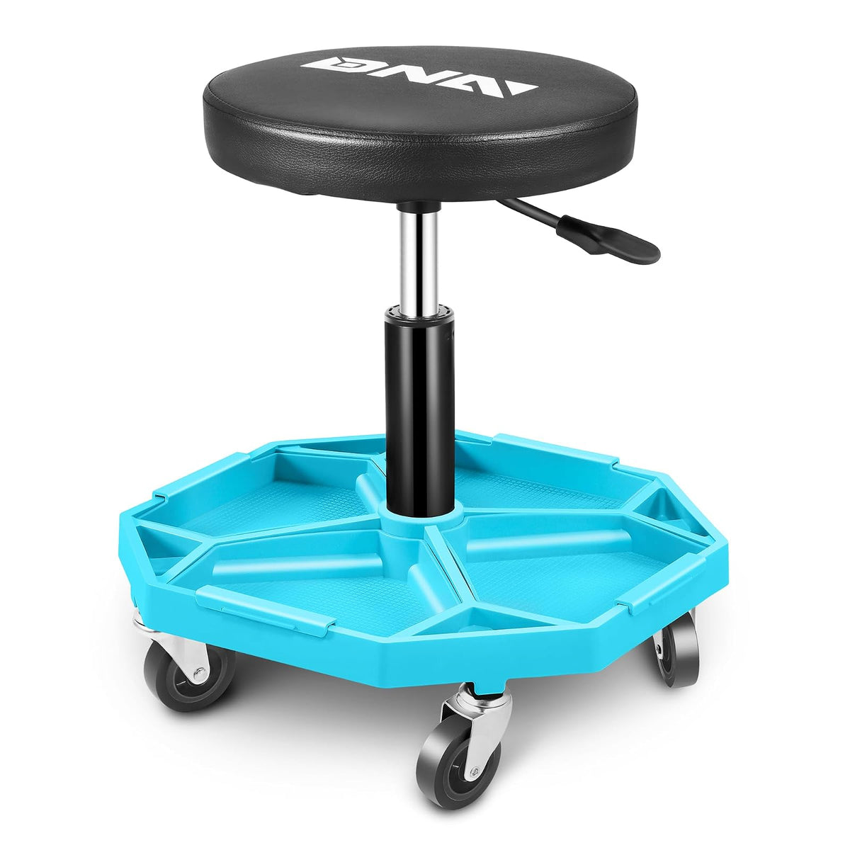 DNA MOTORING - Taburete mecánico neumático de Altura Ajustable con Bandeja de Herramientas, Capacidad máxima de Peso de 300 Libras, Azul, TOOLS-00480