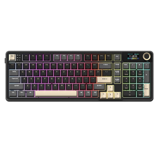 Rosewill Neon S96 Teclado mecánico inalámbrico para Juegos, diseño de 98 Teclas con Perilla de Volumen, Bluetooth / 2.4 GHz/USB-C, interruptores Azules Intercambiables en Caliente, retroiluminación