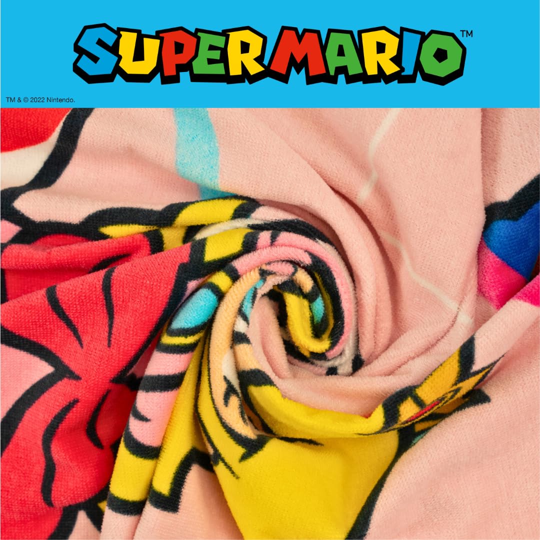 Franco Super Mario Girl Princess Peach Kids Toalla de baño, Piscina y Playa de algodón súper Suave, 58 x 28 Pulgadas, (Producto con Licencia Oficial)