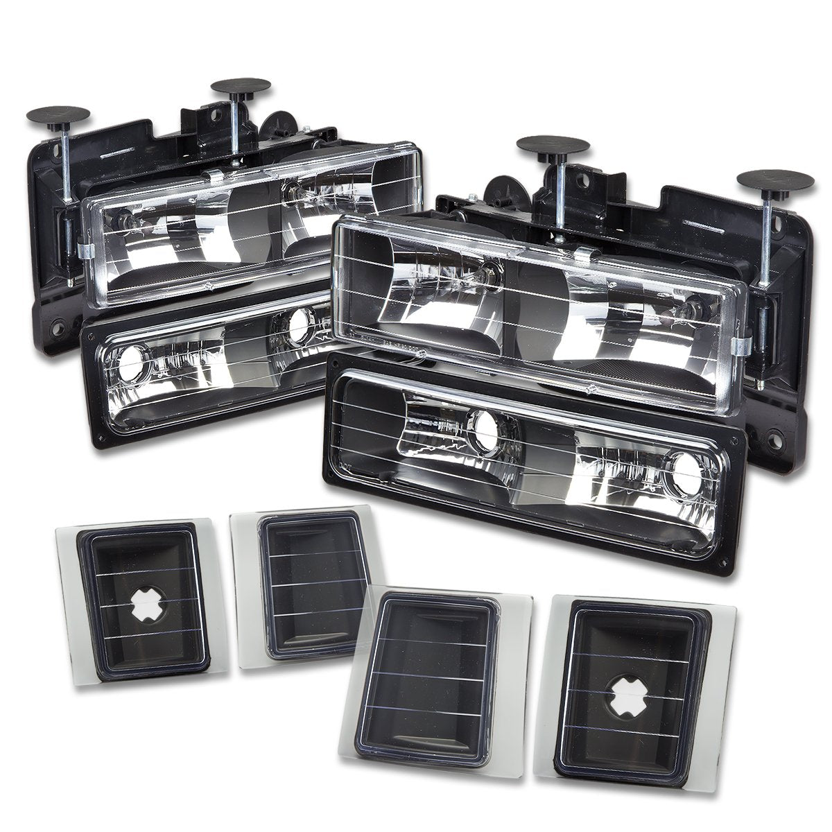 DNA Motoring Conjunto de Faros y Luces para Chevy C/K y Suburban 1994-2000 - Negro -