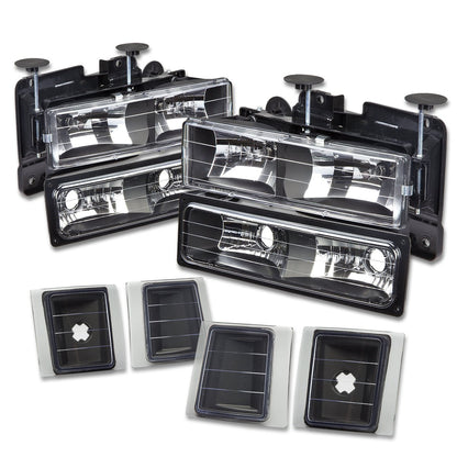 DNA Motoring Conjunto de Faros y Luces para Chevy C/K y Suburban 1994-2000 - Negro -