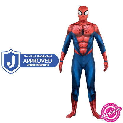 Marvel Spider-Man - Disfraz Oficial de Halloween Zentai para Adultos, Elastano elástico con Cremalleras Ocultas y Aberturas para la muñeca (S)