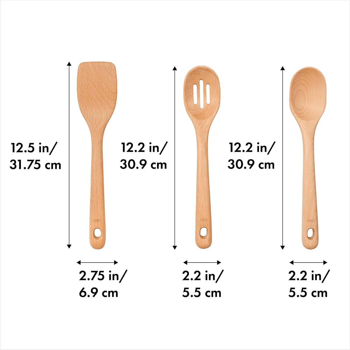 Oxo 1256080 Juego Utensilios Madera, 3 Piezas, Multicolor