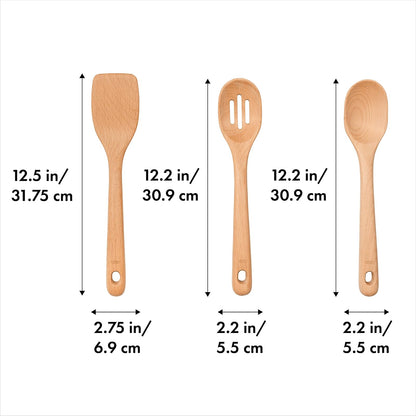 Oxo 1256080 Juego Utensilios Madera, 3 Piezas, Multicolor