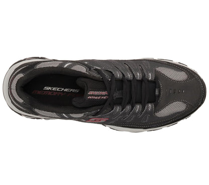 Skechers Men's Afterburn M. Fit | Espuma viscoelástica, entresuela Articu-Lyte, parte superior de piel y malla, informal, con cordones tradicionales