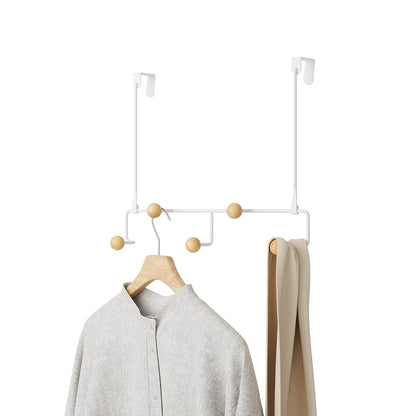 Umbra Estique Organizador de Puerta | Sostiene bolsas de abrigos y sombreros, no necesita herramientas, perfil delgado, entrada o uso en el armario - Blanco - Natural - Chico