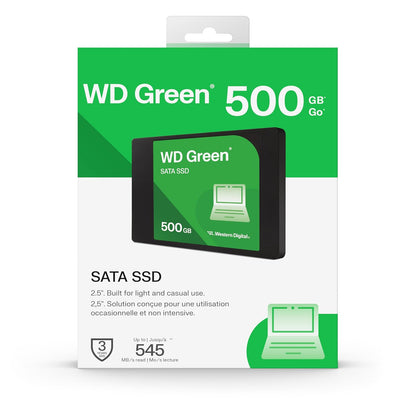 Western Digital WD Green SATA de 500 GB, hasta 545 MB/s, 2.5 Pulgadas/7 mm, garantía de 3Y, Unidad Interna de Estado sólido (SSD) (WDS500G5G0A-00CPT0)
