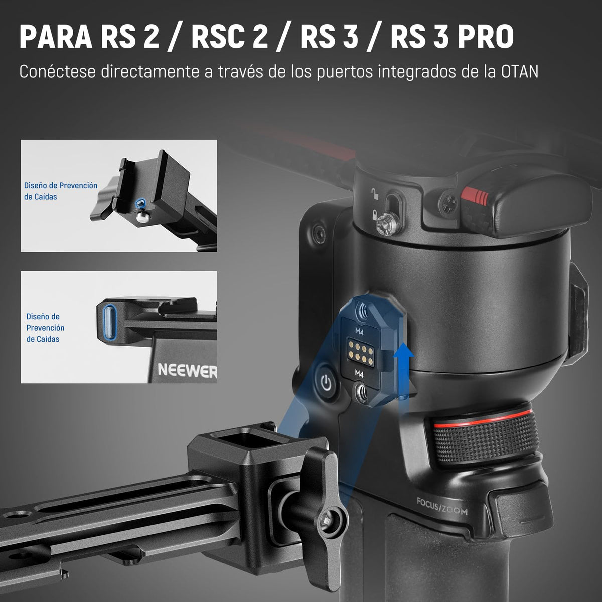NEEWER Doble Mango Compatible con dji RS5 RS4 RS4 Pro RS3 RS3 Pro RS2 RSC2 Ronin S SC Gimbal, Kit Doble Mango con 2 Mini Rieles NATO, Abrazaderas NATO Liberación Rápida, Roscas de 1/4" y 3/8", GA006