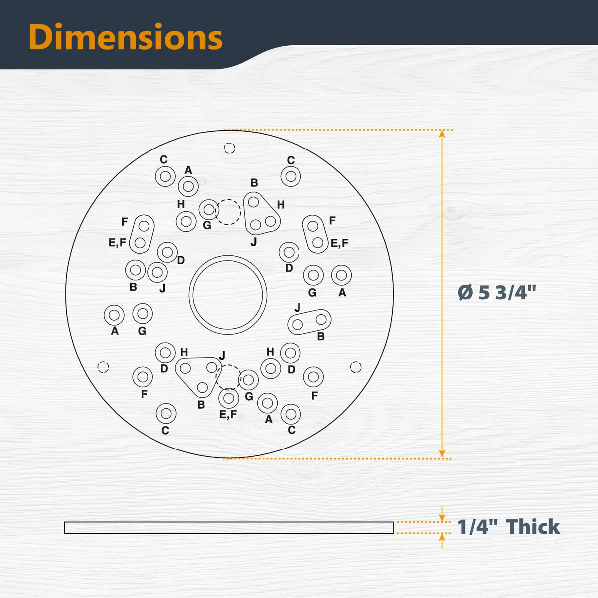 POWERTEC 71381 5-3/4" Universal Trim Router Base Plate | Comes with Installation Screws | Solid 1/4" (6.36mm) Thick Clear Hardened Acrylic | Predrilled Hole Patterns for Easy Install onto Your Router