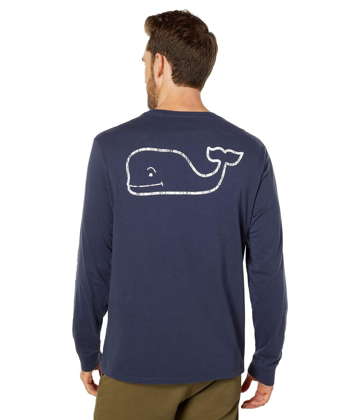 Vineyard Vines Playera clásico de Manga Larga con Bolsillo de Ballena Camiseta para Hombre - azul (Blue Blazer) - XL