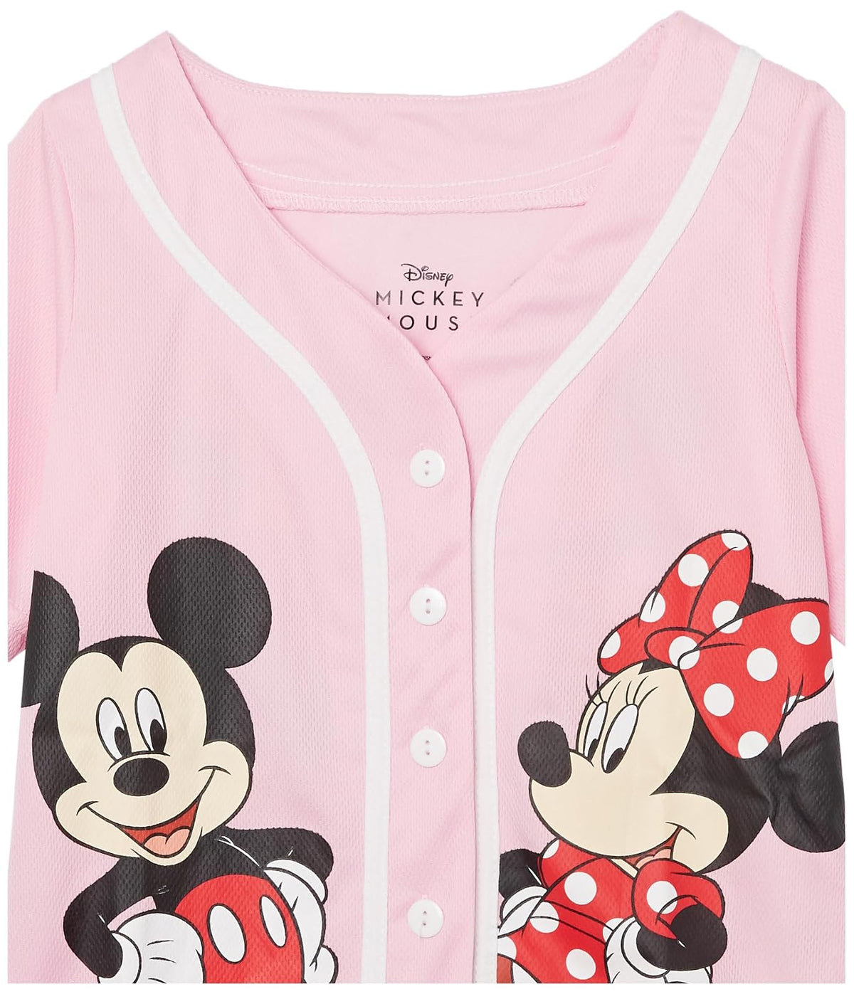 Disney Disney's Girls Mickey & Minnie Mouse Baseball Jersey - Classic Mesh Button Down Shirt Camisa Niñas