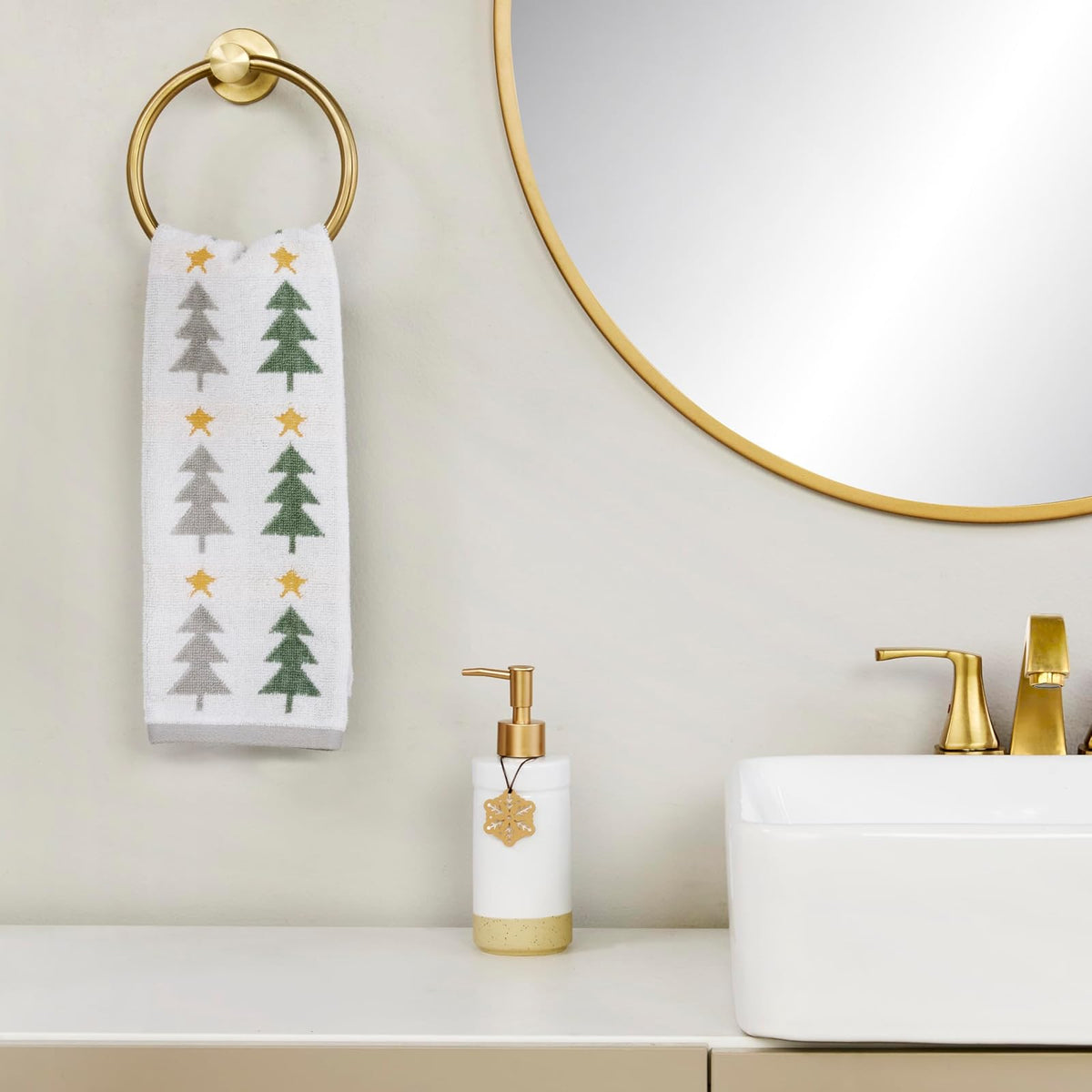 SKL Home - Juego de Toallas de Mano de 2 Piezas de 100% algodón, 100% algodón, Jacquard Reversible, Suave y Absorbente, Decorativo para baño/Cocina/Bar, Multicolor