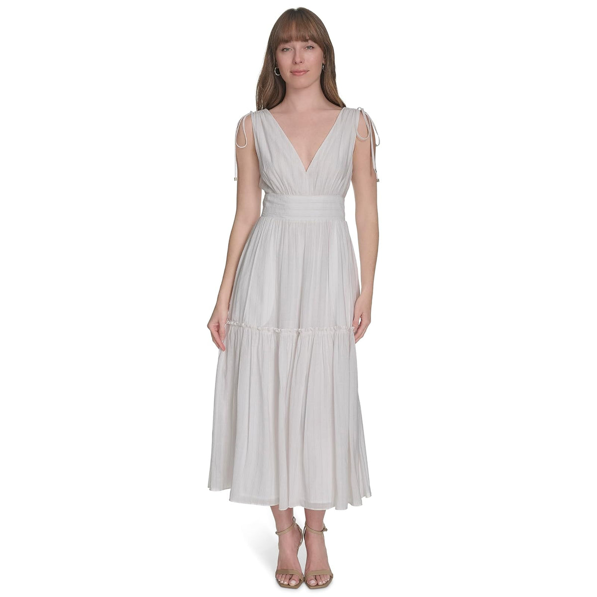 Tommy Hilfiger Sleeveless V Neck Neck Tie Midi Dress Vestido Mujer
