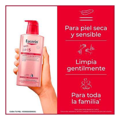 EUCERIN pH5 Aceite & Gel de ducha 400ml, Para Piel seca y Sensible | Para Piel Seca, Para Piel Sensible