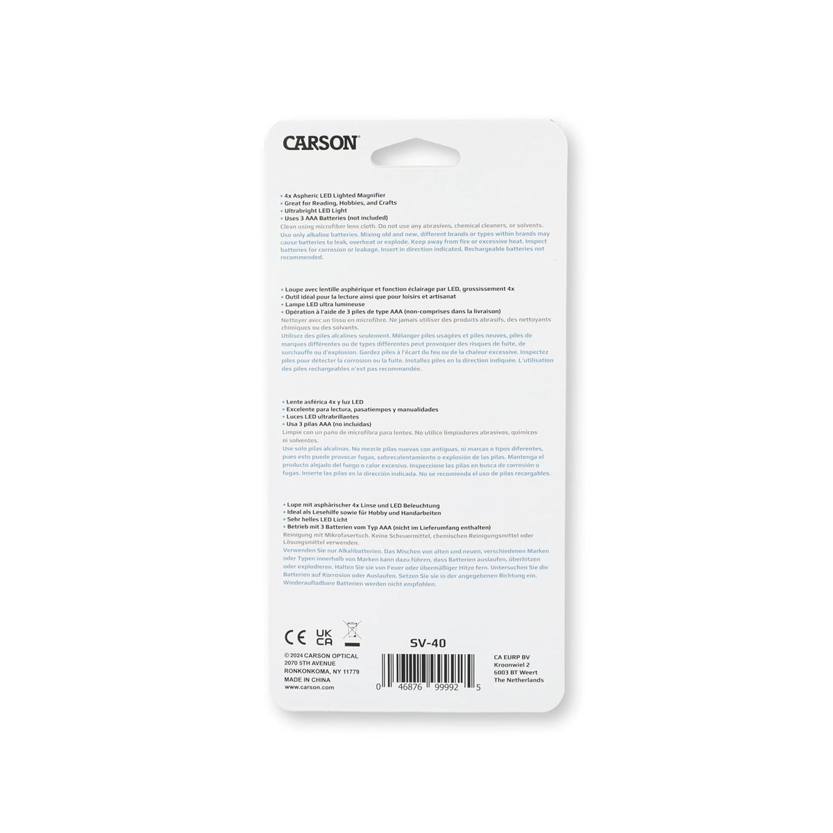 Carson Lupa asférica iluminada con LED, 4 x de mano de 3.0 pulgadas (SV-40)