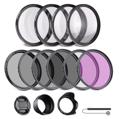 NEEWER 52mm Filtro de Lente y Kit de Accesorios:UV/CPL/FLD Filtros,Primeros Planos Macro Juego de Filtros (+1,+2,+4,+10) y Juego de Filtros ND(ND2 ND4 ND8) Compatible con Sony Alpha A3000, NEX Series