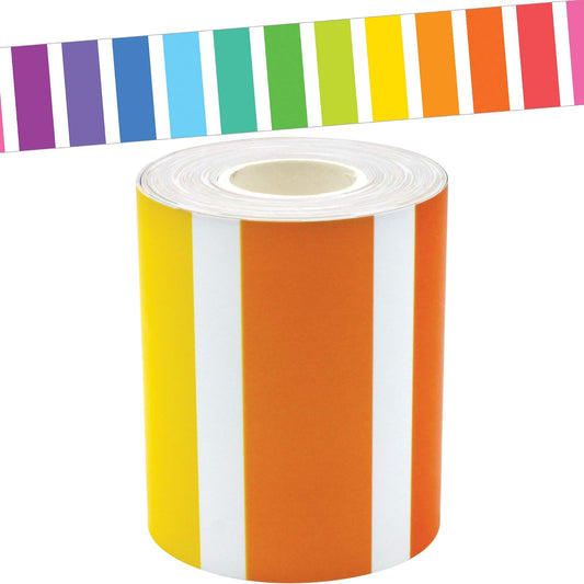 Teacher Created Resources Borde Recto Enrollado Rayas Coloridas 50 Pies