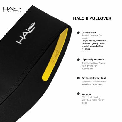 Halo II Sweatband Pullover Banda para la Cabeza, Negro, 1 Talla | Halo II - Diadema negra con bloque de sudor, absorbe la humedad, lavable a máquina