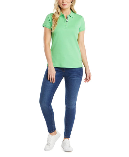 Nautica Polo de Manga Corta de 3 Botones Transpirable 100% algodón Camisa de Polo para Mujer