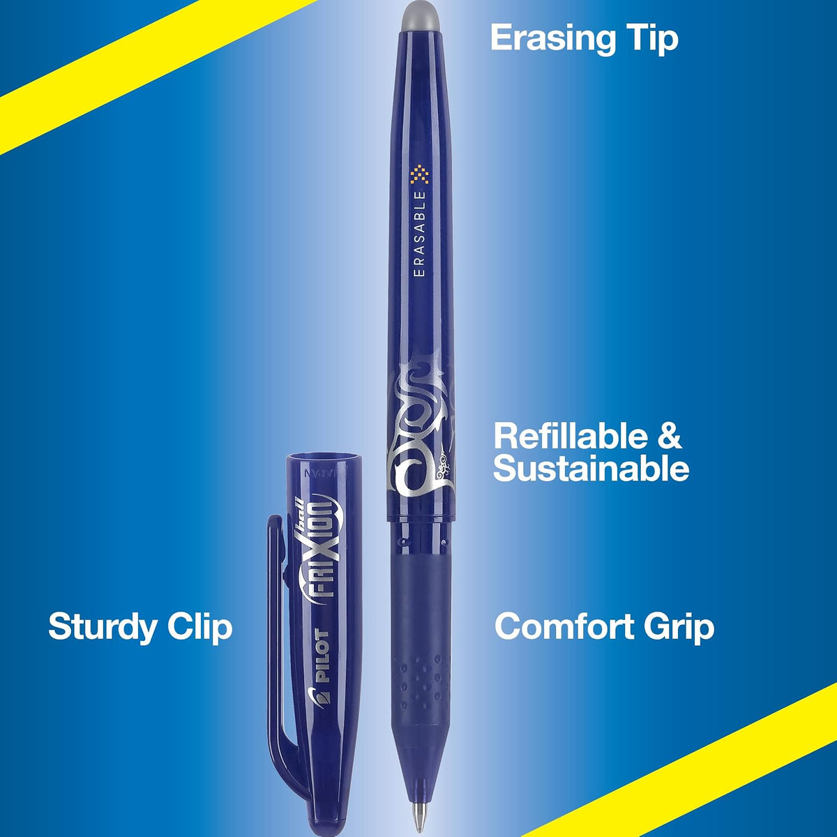 Pilot Frixion Ball, Bolígrafo tinta borrable azul, caja con 12 piezas (31551)