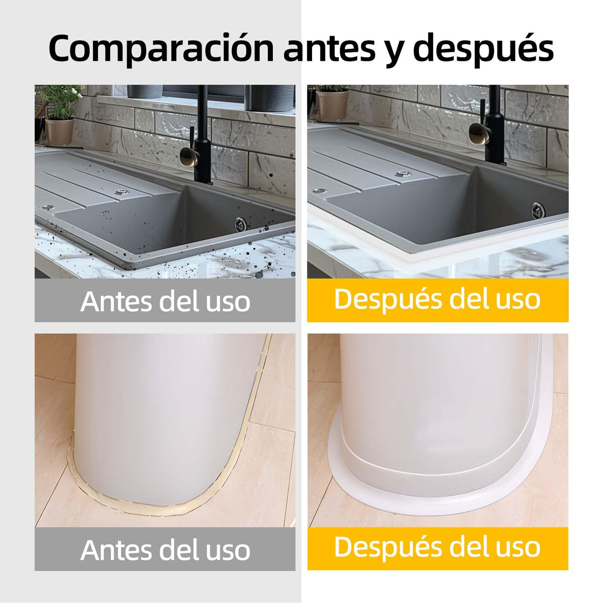 Cinta Selladora Autoadhesiva Blanca 3.8cmx3.2M, Impermeable | Banda Flexible Para Cubrir Juntas Y Bordes, Ayuda A Mantener Superficies Limpias En Diferentes Espacios Del Hogar