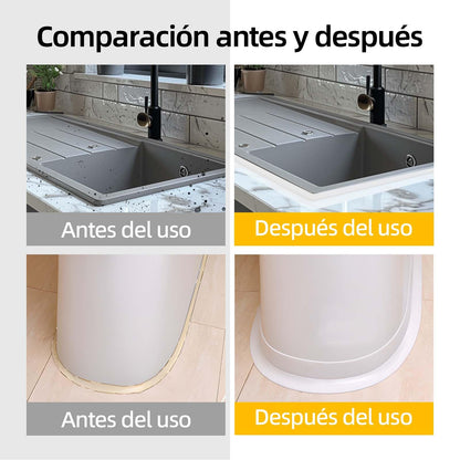 Cinta Selladora Autoadhesiva Blanca 3.8cmx3.2M, Impermeable | Banda Flexible Para Cubrir Juntas Y Bordes, Ayuda A Mantener Superficies Limpias En Diferentes Espacios Del Hogar