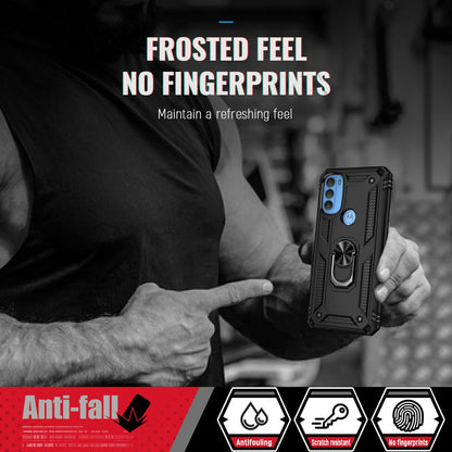 BestAlice.MX BestMX Funda para Motorola Moto G71 5G Case + Protector de Pantalla de Cristal Templado, Rude Uso Híbrida Rugged Protección Bumper Carcasa con Pie De Apoyo, Negro
