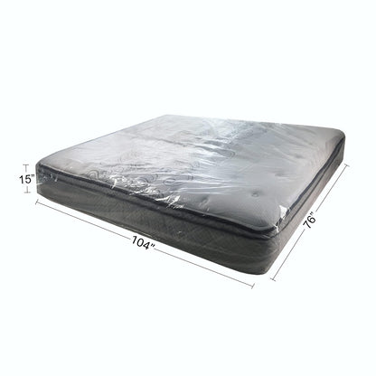 Uboxes Funda de Colchón King | Transparente, 76 x 15 x 104 pulgadas, polietileno 2 mil, fácil colocación