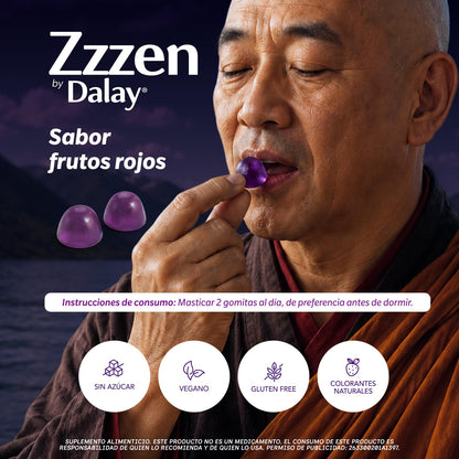 DALAY Gomitas Conciliación del Sueño y Relajación. Vegano, Sin Gluten y Sin Azúcar. Frasco con 60 Gomitas.