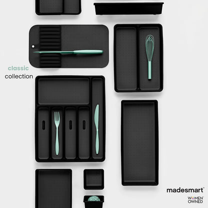 Madesmart Classic - Alfombrilla de cuchillo grande con agarre suave, cajón antideslizante, organización duradera para el hogar, sin BPA, color blanco