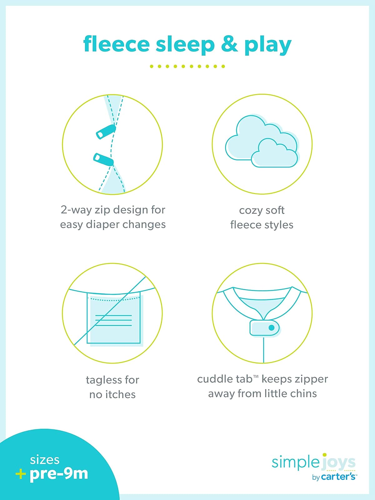 Simple Joys by Carter's 2-Pack Fleece Footed Sleep and Play (Infant) Conjuntos de sueño y accesoriosbebés niños