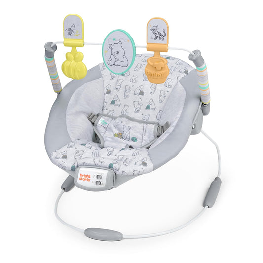 Bright Starts Bouncer Silla Mecedora Winnie The Pooh para Bebé, con vibraciones relajanres, melodías y juguetes, Unisex, 0 a 6 Meses